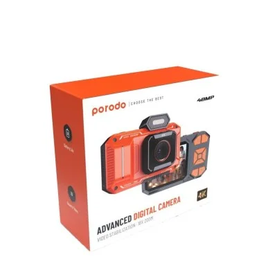 Porodo Advanced Digital Camera Video Stabilization & 18X Zoom - Orange